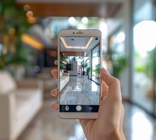 person-showcasing-their-home-via-smartphone person-showcasing-their-home-via-smartphone